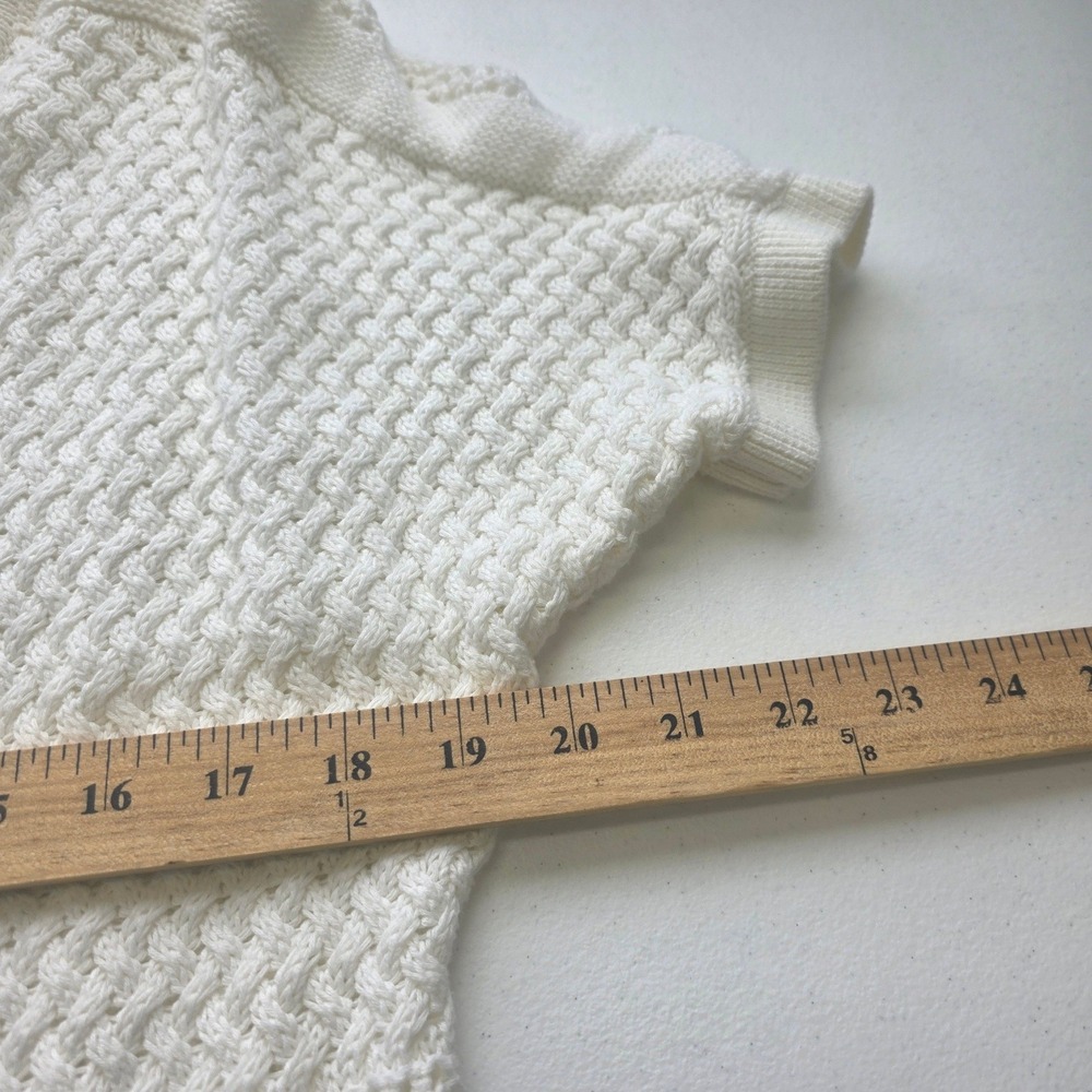 Isabella Bird Womens Ivory/White Cotton Knit Cable Sweater Sz M Cottagecore Boho - Picture 6 of 8